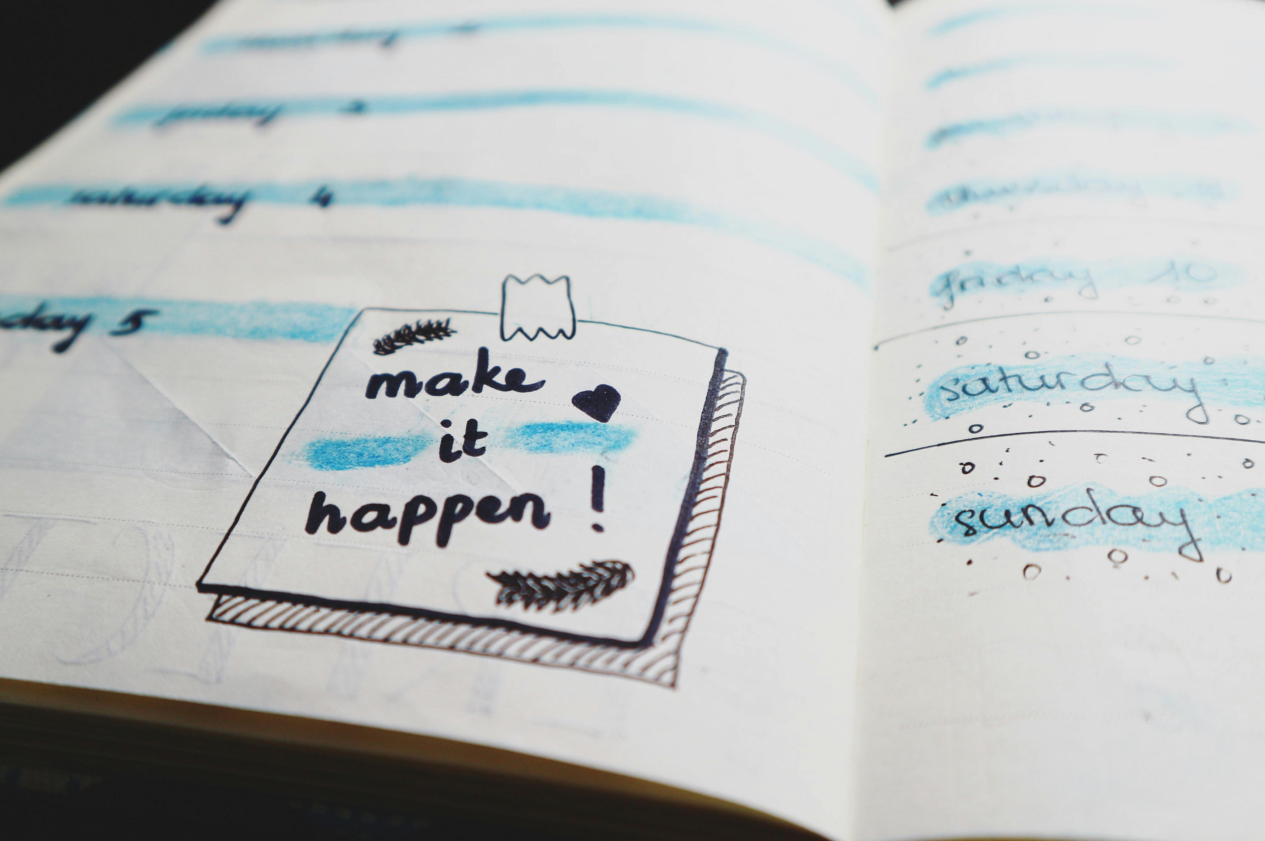 Motivational note in a planner